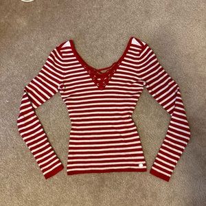 Guess women’s red and white striped sweater